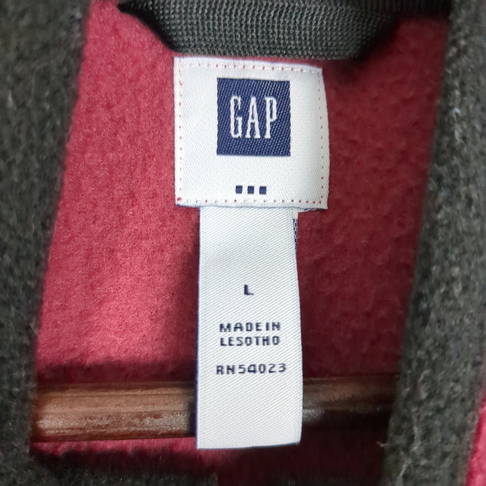 GAP Mens Fleece Pullover‎ 1/4 Zip Mock Neck Maroon Burgundy Size L Embroidered - Picture 8 of 11